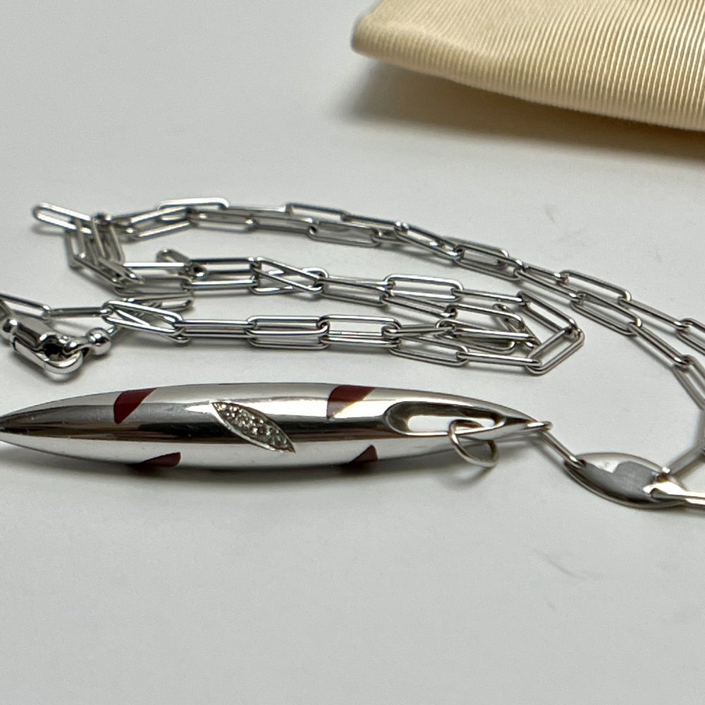 ❤️SOLD❤️ ITALIAN 18K White Gold La NOUVELLE BAGUE Diamond Pendant Necklace - Picture 3 of 12